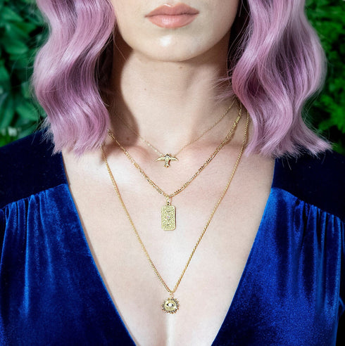 Tarot Pendant 'Goddess of Protection' with Opal Gemstone in Gold Vermeil